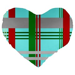 Christmas Plaid Backgrounds Plaid Large 19  Premium Heart Shape Cushions by Sapixe