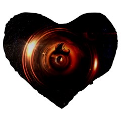 Steampunk Airship Sailing The Stars Of Deep Space Large 19  Premium Heart Shape Cushions by jayaprime