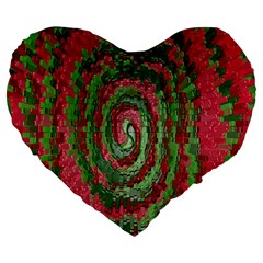 Red Green Swirl Twirl Colorful Large 19  Premium Heart Shape Cushions by Sapixe