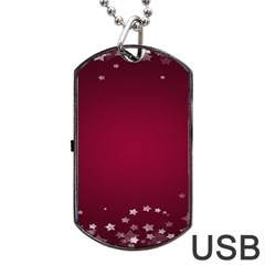 Star Background Christmas Red Dog Tag Usb Flash (one Side) by Sapixe