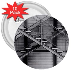 Architecture Stairs Steel Abstract 3  Buttons (10 Pack)  by Sapixe