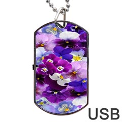 Graphic Background Pansy Easter Dog Tag Usb Flash (one Side) by Sapixe