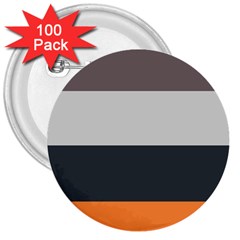 Orange Sand Charcoal Stripes Pattern Striped Elegant 3  Buttons (100 Pack)  by yoursparklingshop