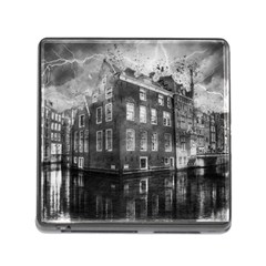 Reflection Canal Water Street Memory Card Reader (square) by Simbadda