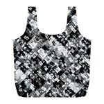 Black And White Patchwork Pattern Full Print Recycle Bags (L)  Front