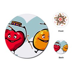 Dancing Fruit Apple Organic Fruit Playing Cards (round)  by Simbadda