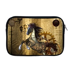 Awesome Steampunk Horse, Clocks And Gears In Golden Colors Apple Macbook Pro 17  Zipper Case by FantasyWorld7