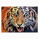 Tiger Animal Teeth Nature Design Large Glasses Cloth Front