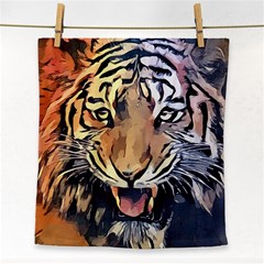 Tiger Animal Teeth Nature Design Face Towel by Simbadda