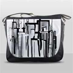 Black And White City Messenger Bags by digitaldivadesigns