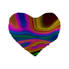 Colorful Waves Standard 16  Premium Heart Shape Cushions by LoolyElzayat