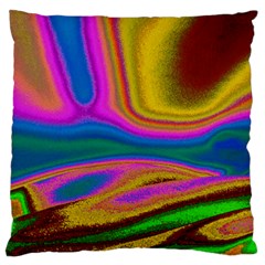 Colorful Waves Large Flano Cushion Case (two Sides) by LoolyElzayat
