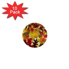 Autumn Fall Leaves 1  Mini Buttons (10 Pack)  by LoolyElzayat