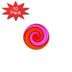 Swirl Orange Pink Abstract 1  Mini Buttons (10 Pack)  by BrightVibesDesign