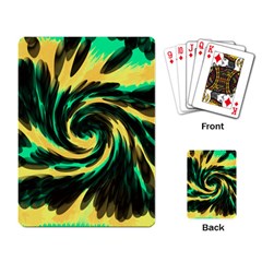 Swirl Black Yellow Green Playing Card by BrightVibesDesign