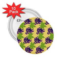 Grapes Background Sheet Leaves 2 25  Buttons (10 Pack)  by Sapixe