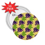 Grapes Background Sheet Leaves 2.25  Buttons (10 pack)  Front