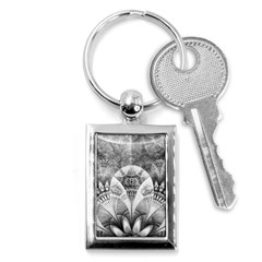 Black And White Fanned Feathers In Halftone Dots Key Chains (rectangle)  by jayaprime