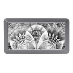Black And White Fanned Feathers In Halftone Dots Memory Card Reader (mini) by jayaprime
