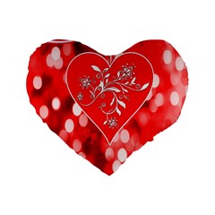 Love Romantic Greeting Celebration Standard 16  Premium Flano Heart Shape Cushions by Sapixe