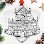 Line Art Architecture Church Italy Snowflake Ornament (Two Sides) Back