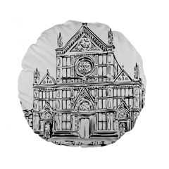 Line Art Architecture Church Italy Standard 15  Premium Round Cushions by Sapixe