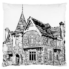 Line Art Architecture Old House Large Flano Cushion Case (two Sides) by Sapixe