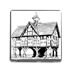 Line Art Architecture Vintage Old Memory Card Reader (square) by Sapixe