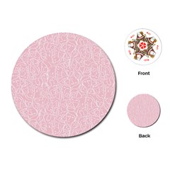 Elios Shirt Faces In White Outlines On Pale Pink Cmbyn Playing Cards (round)  by PodArtist