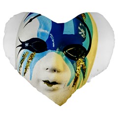 Porcelain Mask Minature Mask Large 19  Premium Flano Heart Shape Cushions by Sapixe