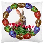 Easter Eggs Rabbit Celebration Large Flano Cushion Case (One Side) Front