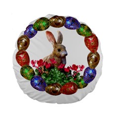 Easter Eggs Rabbit Celebration Standard 15  Premium Flano Round Cushions by Sapixe