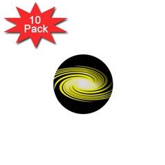 Fractal Swirl Yellow Black Whirl 1  Mini Buttons (10 Pack)  by Sapixe