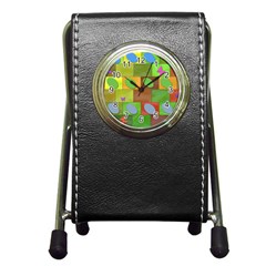 Easter Egg Happy Easter Colorful Pen Holder Desk Clocks by Sapixe