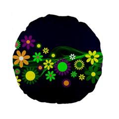 Flower Power Flowers Ornament Standard 15  Premium Flano Round Cushions by Sapixe