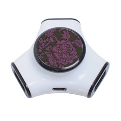 Purple Black Red Fabric Textile 3-port Usb Hub by Sapixe