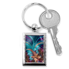 Feather Fractal Artistic Design Key Chains (rectangle)  by Sapixe
