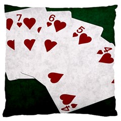 Poker Hands Straight Flush Hearts Large Cushion Case (two Sides) by FunnyCow