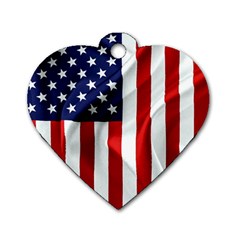 American Usa Flag Vertical Dog Tag Heart (one Side) by FunnyCow