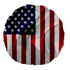 American Usa Flag Vertical Large 18  Premium Flano Round Cushions by FunnyCow