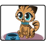 Kitty Cat Big Eyes Ears Animal Double Sided Fleece Blanket (Medium)  58.8 x47.4  Blanket Back