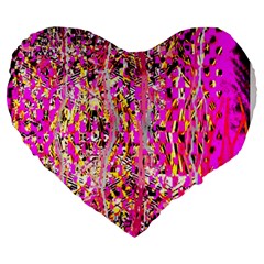 Hot Pink Mess Snakeskin Inspired  Large 19  Premium Heart Shape Cushions by flipstylezfashionsLLC