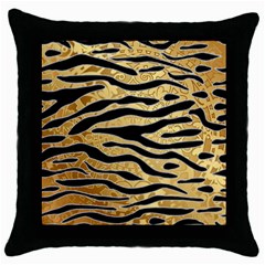 Golden Vector Embossed Golden Black Zebra Stripes Throw Pillow Case (black) by flipstylezfashionsLLC