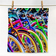 Colorful Bicycles In A Row Face Towel by FunnyCow