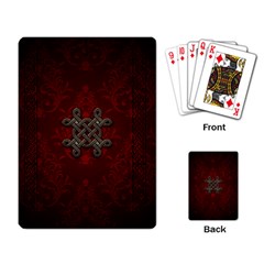 Decorative Celtic Knot On Dark Vintage Background Playing Card by FantasyWorld7