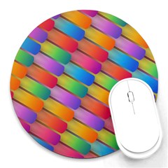Colorful Textured Shapes Pattern                                      Round Mousepad by LalyLauraFLM
