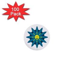 Smiley Flower 1  Mini Buttons (100 Pack)  by linceazul