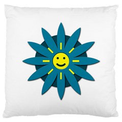 Smiley Flower Large Cushion Case (two Sides) by linceazul