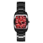 Red Raspberries Stainless Steel Barrel Watch Front