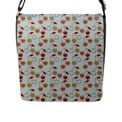 Heart Cherries Grey Flap Messenger Bag (l)  by snowwhitegirl